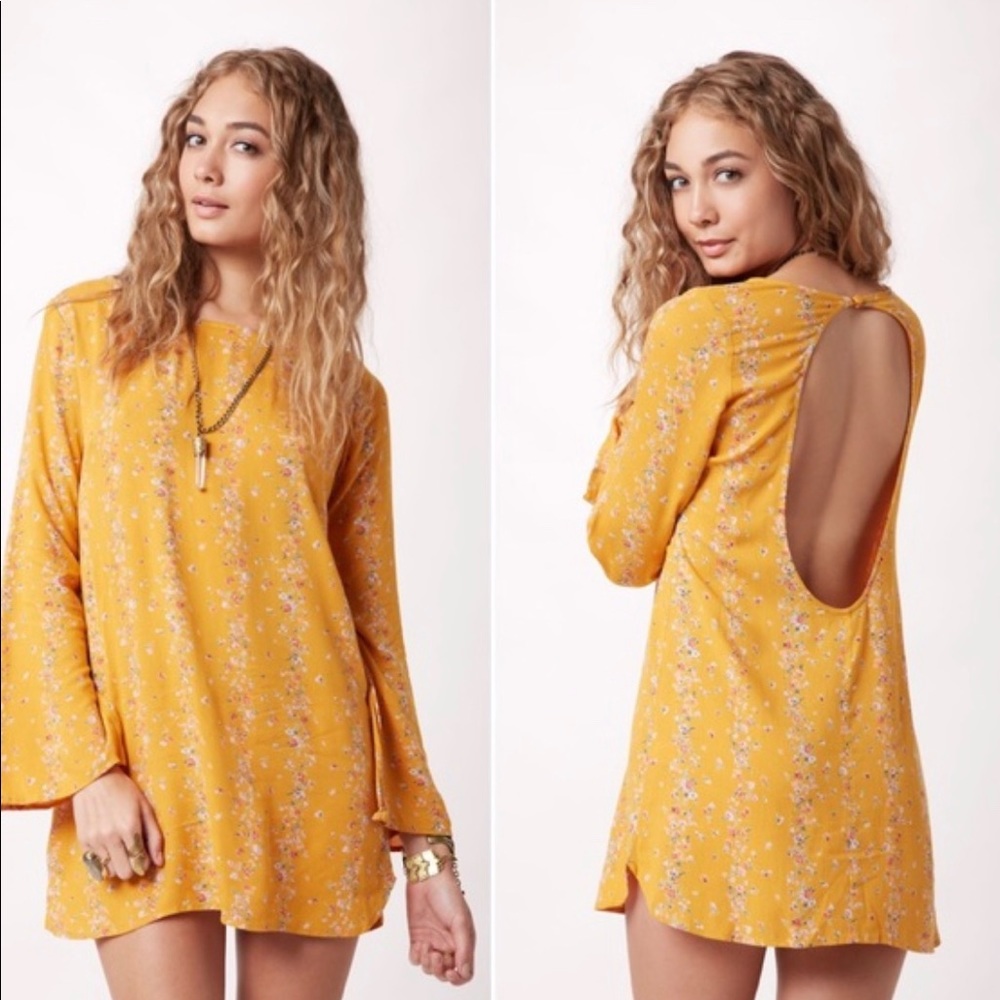 Flynn Skye Xela bell sleeve mink dress Sz S/M